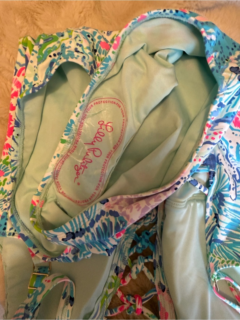 Lilly Pulitzer Tropical Lace-Up One-Piece Swimsuit, NWOT - Picture 5 of 5